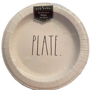 Rae Dunn “PLATES” Disposable Tableware Dessert 8” Plates, 50-pack NIP